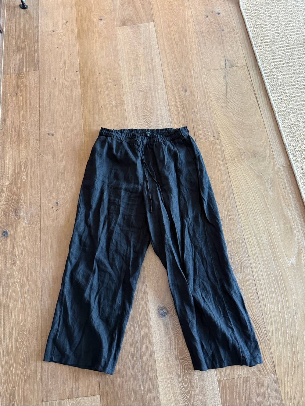 J. Crew Black Straight-Leg Linen-Blend Pants